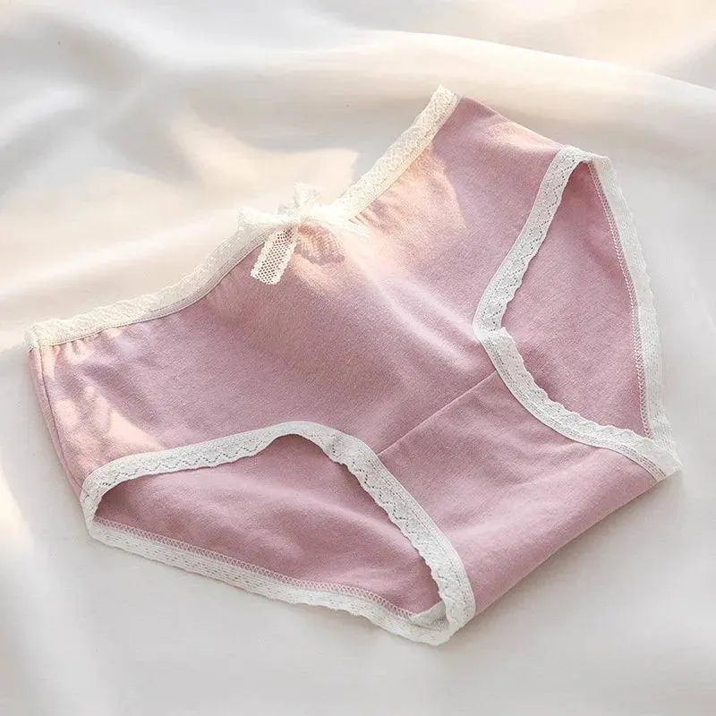 M-XL women's Cotton Underwear Girls Cute Bow Briefs Mid-Waist Seamless Panties Fashion Solid Color Underpants Female Lingerie SS69