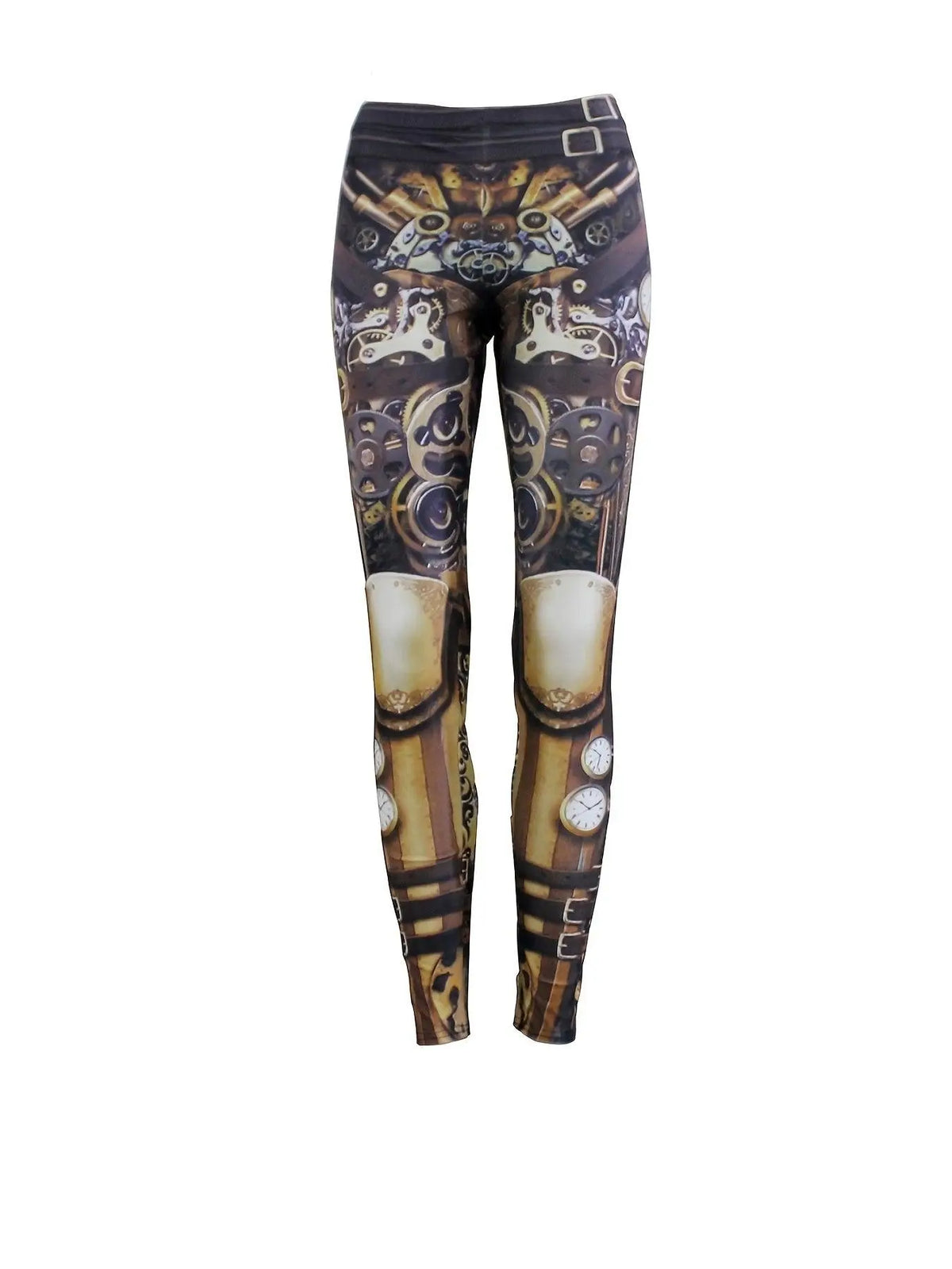 Machine Graphic Print Leggings, High Waist Casual Every Day Sports Pants, Women's Clothing SS69