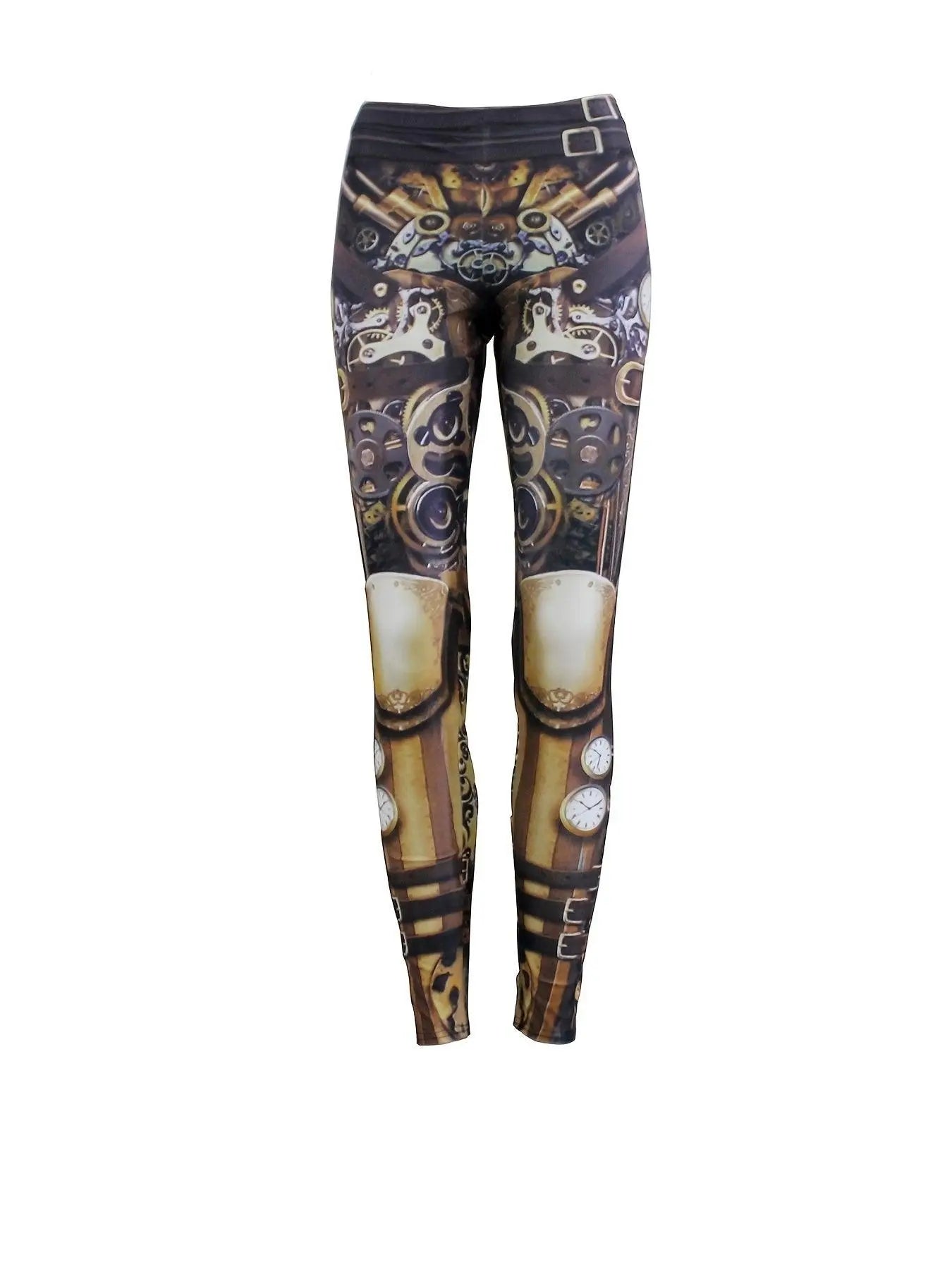 Machine Graphic Print Leggings, High Waist Casual Every Day Sports Pants, Women's Clothing SS69