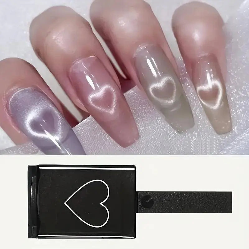 Magnetic Cat Eye Nail Polish Gel with Heart & Wave Patterns - Strong Square Magnet, Scent-Free Manicure Tool for Hands, Feet & Nails - SS69
