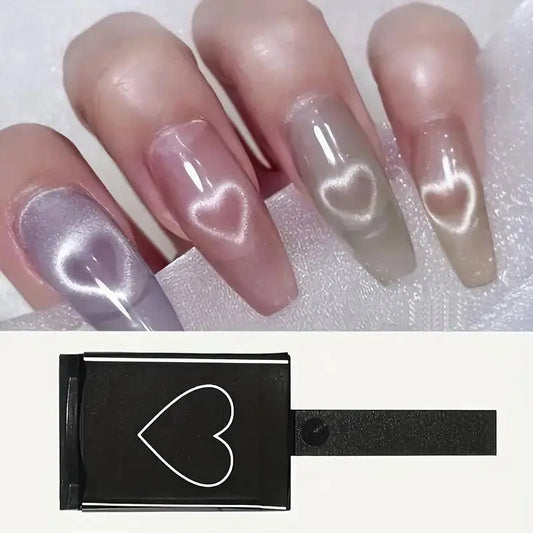 Magnetic Cat Eye Nail Polish Gel with Heart & Wave Patterns - Strong Square Magnet, Scent-Free Manicure Tool for Hands, Feet & Nails - SS69