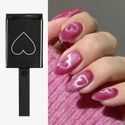 Magnetic Cat Eye Nail Polish Gel with Heart & Wave Patterns - Strong Square Magnet, Scent-Free Manicure Tool for Hands, Feet & Nails - SS69