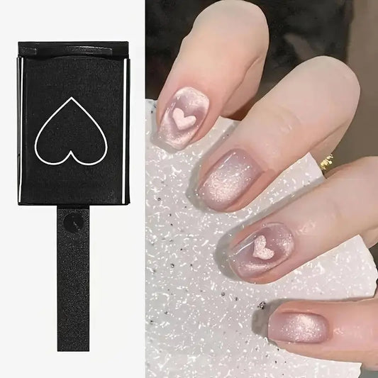 Magnetic Cat Eye Nail Polish Gel with Heart & Wave Patterns - Strong Square Magnet, Scent-Free Manicure Tool for Hands, Feet & Nails - SS69