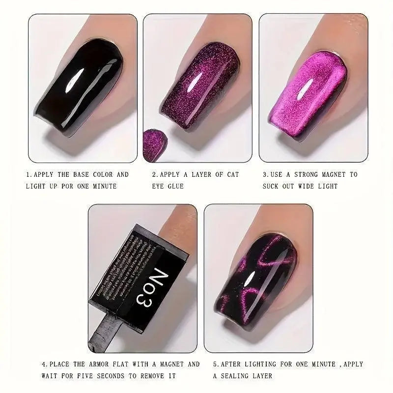 Magnetic Cat Eye Nail Polish Gel with Heart & Wave Patterns - Strong Square Magnet, Scent-Free Manicure Tool for Hands, Feet & Nails - SS69