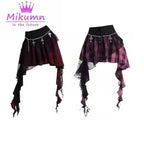 Mikumn Gothic Punk Rock Irregular Plaid Skirt Harajuku Y2k Girls Fashion High Waist Asymmetric Lace Short Skirts Chic Streetwear - SS69