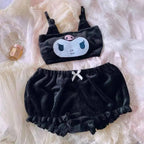 Miniso Sanrio Kawaii Pajamas Camis Comfortable Plush Shorts Homewear Cute Cartoon Sleepwear Milk Silk Women's Underwear Set SS69