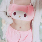 Miniso Sanrio Kawaii Pajamas Camis Comfortable Plush Shorts Homewear Cute Cartoon Sleepwear Milk Silk Women's Underwear Set SS69