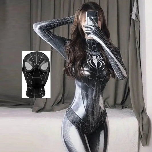 Movie Marvel Spiderman Cosplay Costume Women Superhero Spider Venom Cos Jumpsuits Sexy Bodsuit Halloween Carnival Party Outfits SS69 27.69 QMilch Costume Mask 1 / XXXL / Spider-Man