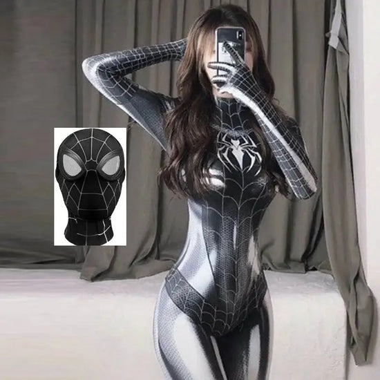 Movie Marvel Spiderman Cosplay Costume Women Superhero Spider Venom Cos Jumpsuits Sexy Bodsuit Halloween Carnival Party Outfits SS69 27.69 QMilch Costume Mask 1 / XXXL / Spider-Man
