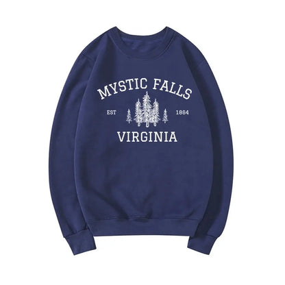 Mystic Falls Virginia Sweatshirt Vampire Fan Sweater Salvatore Brothers Hoodie Unisex Long Sleeve Sweatshirts Casual Pullovers SS69