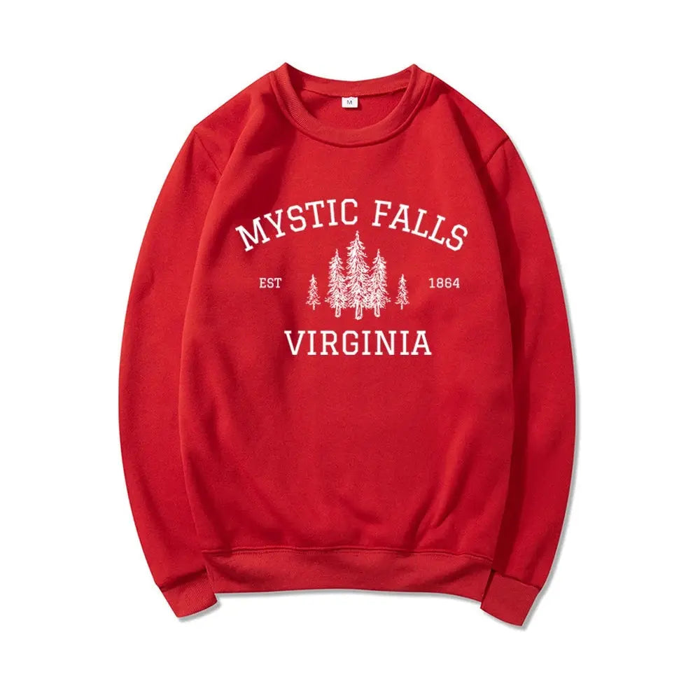 Mystic Falls Virginia Sweatshirt Vampire Fan Sweater Salvatore Brothers Hoodie Unisex Long Sleeve Sweatshirts Casual Pullovers SS69