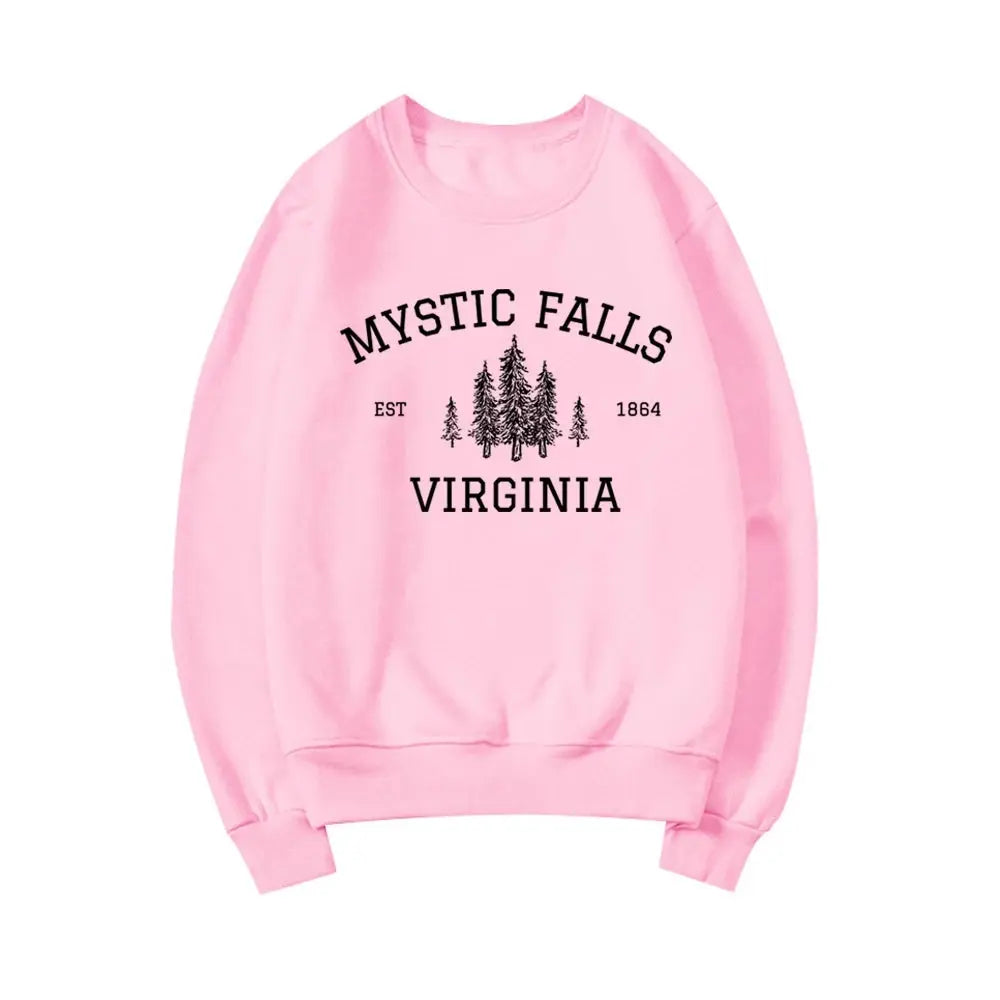 Mystic Falls Virginia Sweatshirt Vampire Fan Sweater Salvatore Brothers Hoodie Unisex Long Sleeve Sweatshirts Casual Pullovers SS69