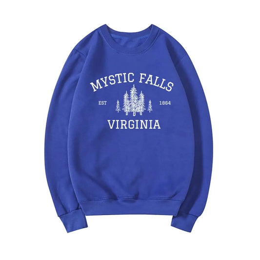 Mystic Falls Virginia Sweatshirt Vampire Fan Sweater Salvatore Brothers Hoodie Unisex Long Sleeve Sweatshirts Casual Pullovers SS69