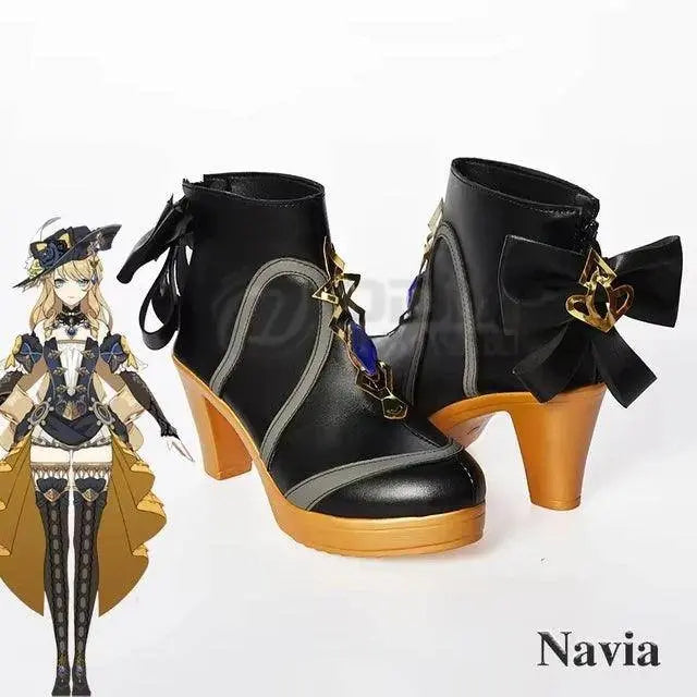 Navia Cosplay Shoes Anime Chinese Style Halloween for Genshin Impact Women Game - SS69