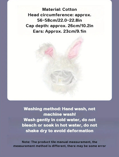 Net Red TikTok Little Red Book Cute Plush Rabbit Long Ear Sleeve Hat - Female Ear Hat - Dress Up Props - Cotton Material - SS69