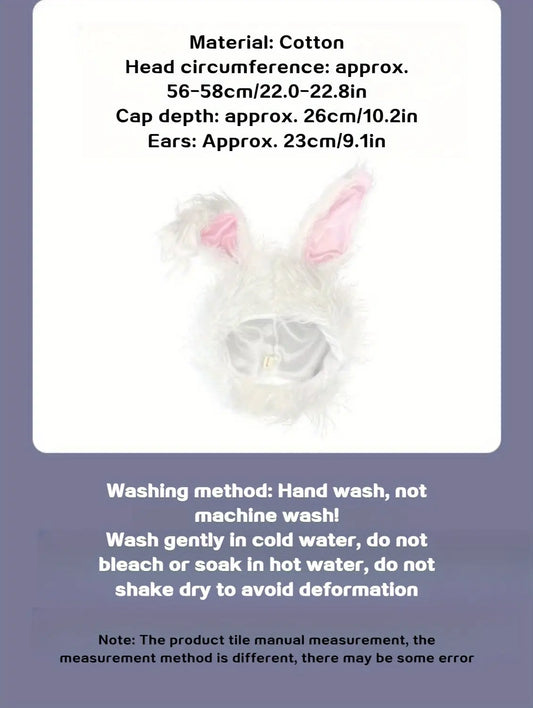 Net Red TikTok Little Red Book Cute Plush Rabbit Long Ear Sleeve Hat - Female Ear Hat - Dress Up Props - Cotton Material - SS69
