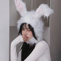 Net Red TikTok Little Red Book Cute Plush Rabbit Long Ear Sleeve Hat - Female Ear Hat - Dress Up Props - Cotton Material - SS69