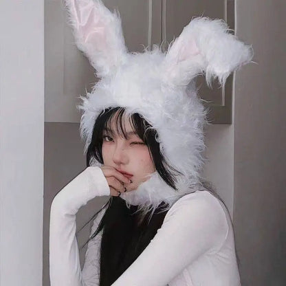 Net Red TikTok Little Red Book Cute Plush Rabbit Long Ear Sleeve Hat - Female Ear Hat - Dress Up Props - Cotton Material - SS69