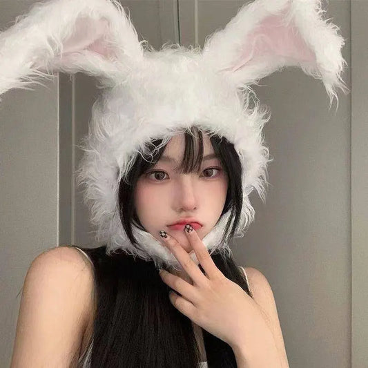 Net Red TikTok Little Red Book Cute Plush Rabbit Long Ear Sleeve Hat - Female Ear Hat - Dress Up Props - Cotton Material - SS69
