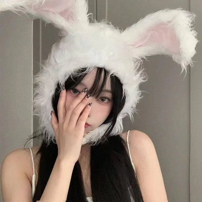 Net Red TikTok Little Red Book Cute Plush Rabbit Long Ear Sleeve Hat - Female Ear Hat - Dress Up Props - Cotton Material - SS69