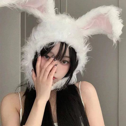 Net Red TikTok Little Red Book Cute Plush Rabbit Long Ear Sleeve Hat - Female Ear Hat - Dress Up Props - Cotton Material - SS69