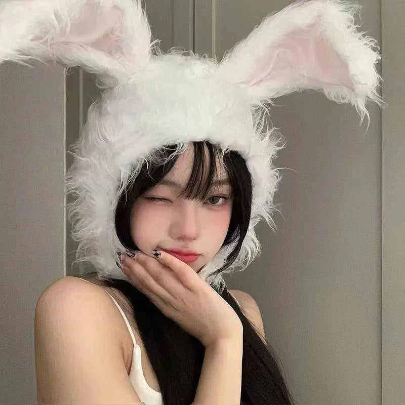 Net Red TikTok Little Red Book Cute Plush Rabbit Long Ear Sleeve Hat - Female Ear Hat - Dress Up Props - Cotton Material - SS69