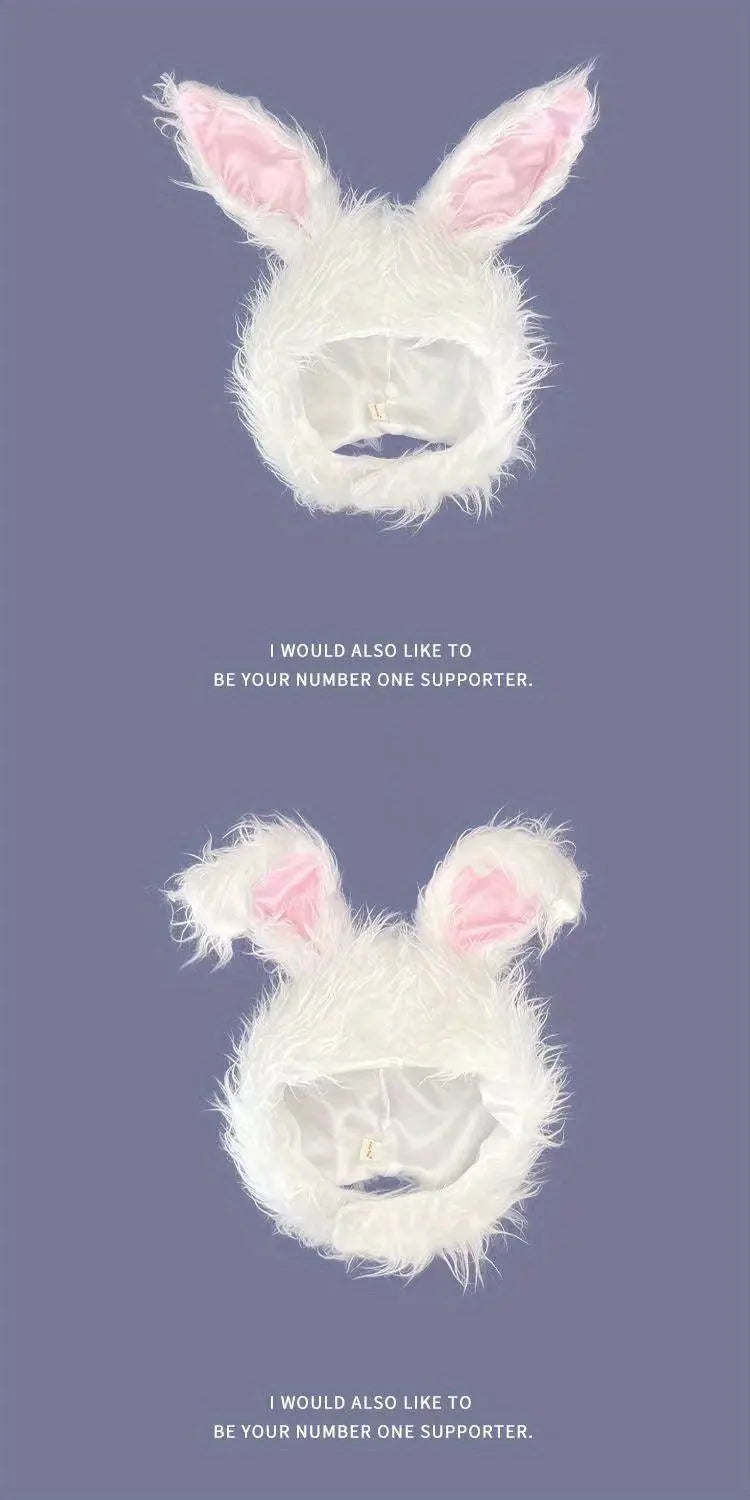 Net Red TikTok Little Red Book Cute Plush Rabbit Long Ear Sleeve Hat - Female Ear Hat - Dress Up Props - Cotton Material - SS69
