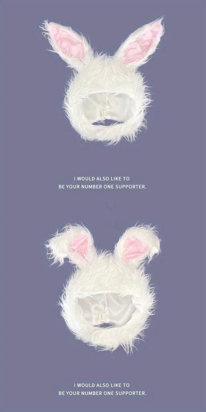 Net Red TikTok Little Red Book Cute Plush Rabbit Long Ear Sleeve Hat - Female Ear Hat - Dress Up Props - Cotton Material - SS69
