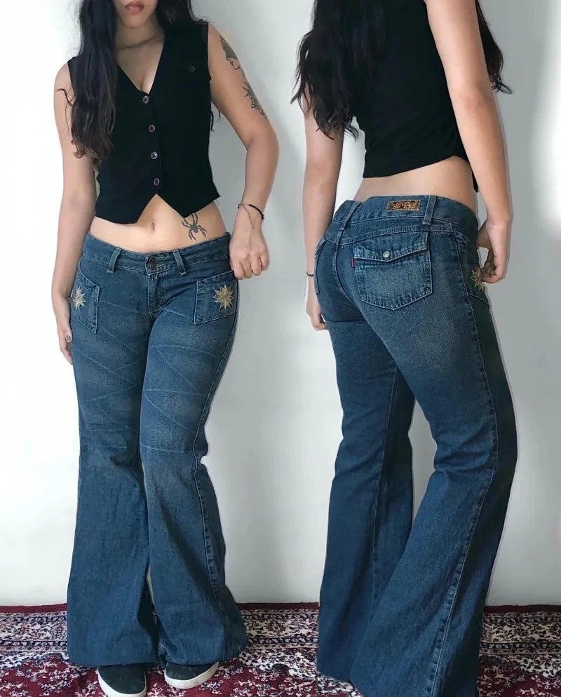 New American Trend Vintage Hip Hop Letter Embroidery Pattern Baggy Jeans Men And Women Y2K Harajuku Gothic Wide Pants Streetwear SS69 45.69 1 1 / L