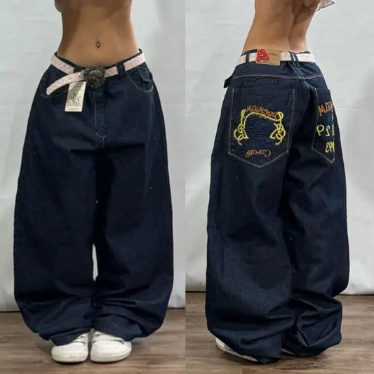 New American Trend Vintage Hip Hop Letter Embroidery Pattern Baggy Jeans Men And Women Y2K Harajuku Gothic Wide Pants Streetwear SS69 49.69 1 8 / XXL