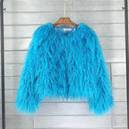 New Autumn Winter Warm Women Faux Fur Coat Loose Black White Pink Plush Coat Female Fur Jacket - SS69