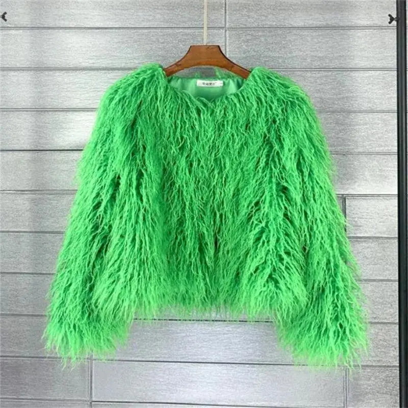 New Autumn Winter Warm Women Faux Fur Coat Loose Black White Pink Plush Coat Female Fur Jacket - SS69