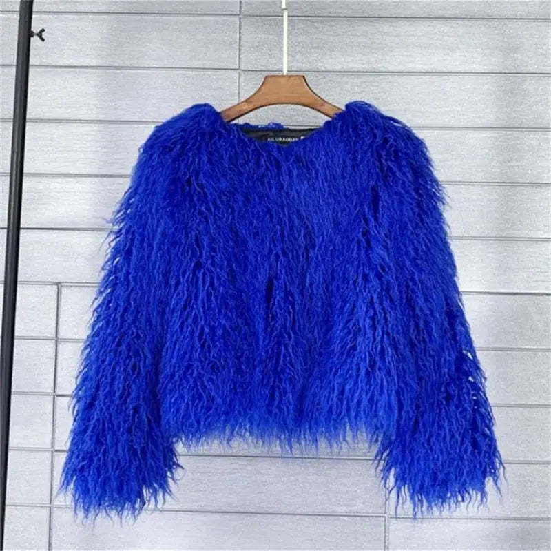 New Autumn Winter Warm Women Faux Fur Coat Loose Black White Pink Plush Coat Female Fur Jacket SS69