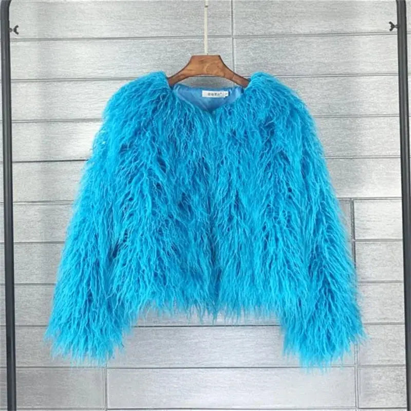 New Autumn Winter Warm Women Faux Fur Coat Loose Black White Pink Plush Coat Female Fur Jacket SS69