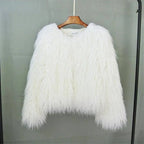 New Autumn Winter Warm Women Faux Fur Coat Loose Black White Pink Plush Coat Female Fur Jacket SS69