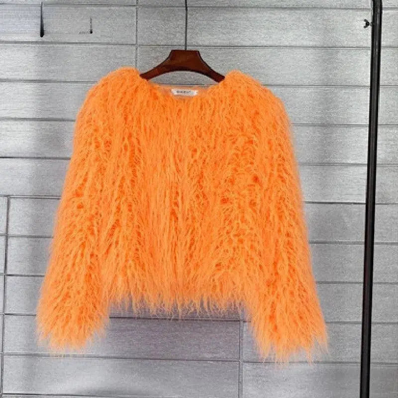 New Autumn Winter Warm Women Faux Fur Coat Loose Black White Pink Plush Coat Female Fur Jacket SS69