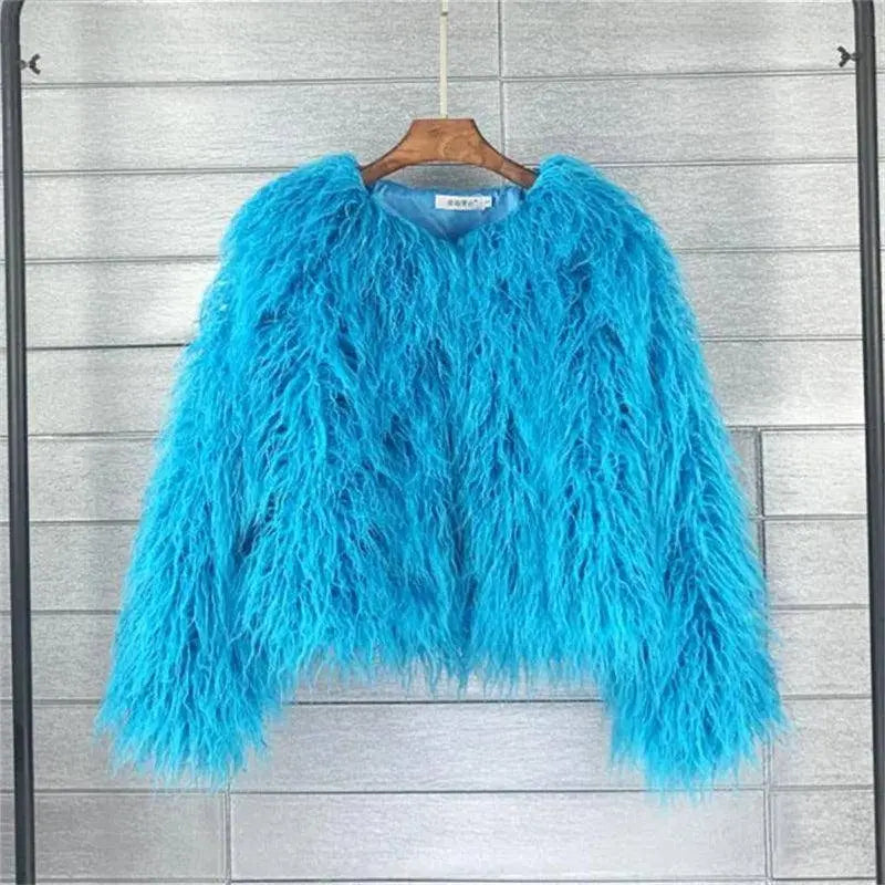 New Autumn Winter Warm Women Faux Fur Coat Loose Black White Pink Plush Coat Female Fur Jacket SS69