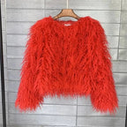 New Autumn Winter Warm Women Faux Fur Coat Loose Black White Pink Plush Coat Female Fur Jacket SS69