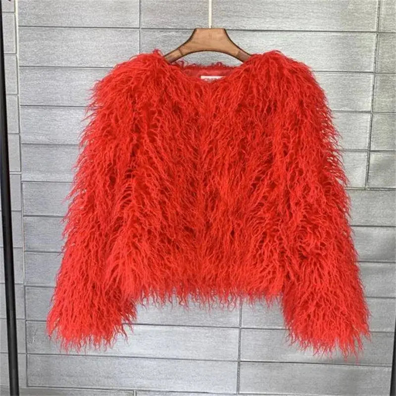 New Autumn Winter Warm Women Faux Fur Coat Loose Black White Pink Plush Coat Female Fur Jacket SS69