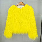 New Autumn Winter Warm Women Faux Fur Coat Loose Black White Pink Plush Coat Female Fur Jacket SS69