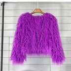 New Autumn Winter Warm Women Faux Fur Coat Loose Black White Pink Plush Coat Female Fur Jacket SS69