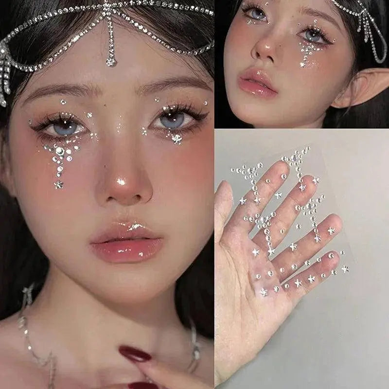 New Diy Eyes Face Self Adhesive Makeup Temporary Tattoo Beauty Diamonds Jewels Stickers Festival Body Art Decor Nail Diamond SS69