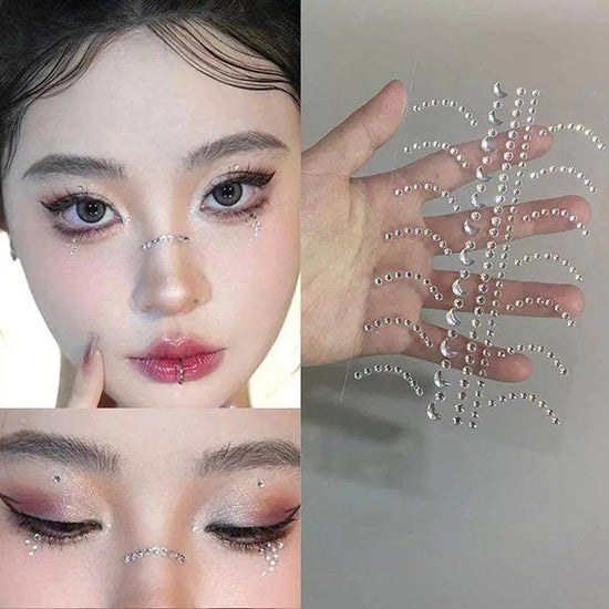 New Diy Eyes Face Self Adhesive Makeup Temporary Tattoo Beauty Diamonds Jewels Stickers Festival Body Art Decor Nail Diamond SS69