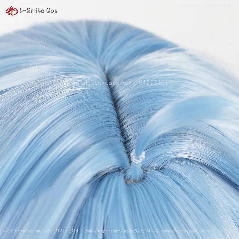 New Ganyu Cosplay Wig Ganyu 90cm Long Blue Gradient Wigs With Bangs Trimmed Heat Resistant Synthetic Hair Cute Wigs + Wig Cap - SS69
