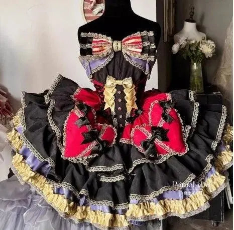 New Girls Birthday Lolita Dress 2025 Spring and Summer Women's Tube Top Satin Bowknot Slim Pettiskirt Short Mini Party Dress - SS69