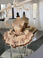 New Girls Birthday Lolita Dress 2025 Spring and Summer Women's Tube Top Satin Bowknot Slim Pettiskirt Short Mini Party Dress SS69
