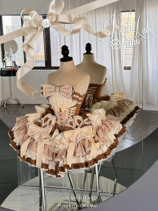 New Girls Birthday Lolita Dress 2025 Spring and Summer Women's Tube Top Satin Bowknot Slim Pettiskirt Short Mini Party Dress SS69