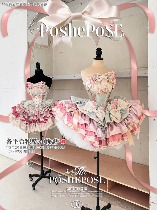 New Girls Birthday Lolita Dress 2025 Spring and Summer Women's Tube Top Satin Bowknot Slim Pettiskirt Short Mini Party Dress SS69