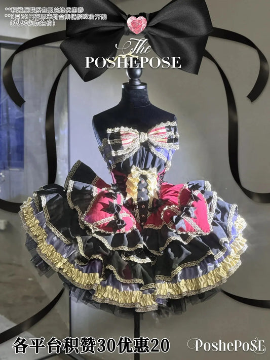 New Girls Birthday Lolita Dress 2025 Spring and Summer Women's Tube Top Satin Bowknot Slim Pettiskirt Short Mini Party Dress SS69