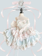 New Girls Birthday Lolita Dress 2025 Spring and Summer Women's Tube Top Satin Bowknot Slim Pettiskirt Short Mini Party Dress SS69